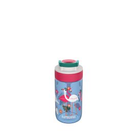   KAMBUKKA LAGOON Blue Flamingo sticlă de apă din plastic cu pai – 400 ml