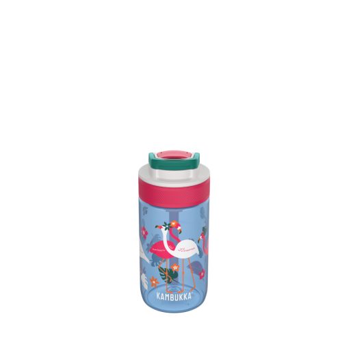 KAMBUKKA LAGOON Blue Flamingo sticlă de apă din plastic cu pai – 400 ml