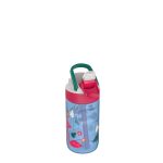 KAMBUKKA LAGOON Blue Flamingo sticlă de apă din plastic cu pai – 400 ml