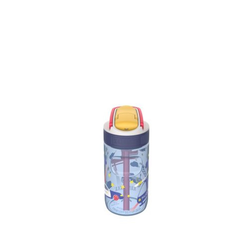 KAMBUKKA LAGOON Blue Flamingo sticlă de apă din plastic cu pai – 400 ml